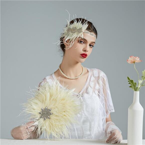 Tea Party Fascinators for Girls, Beige - Picture 3 of 4